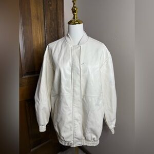 Maeve Women’s White Faux Leather Jacket size XS